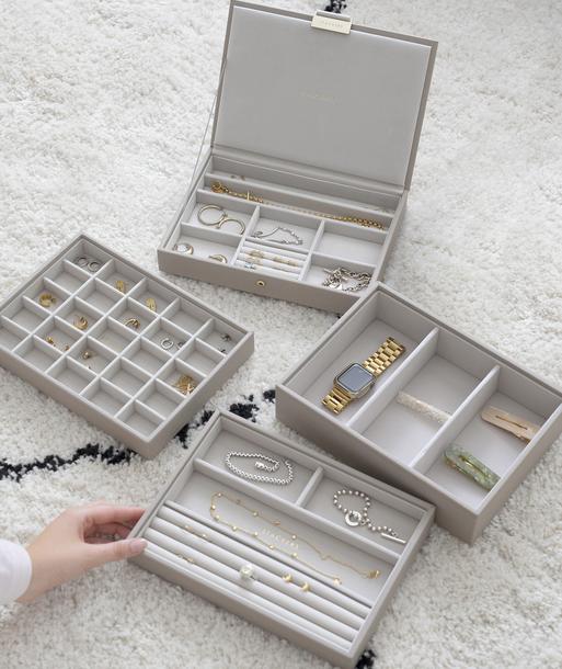 Taupe Raffia Classic Jewellery Box Set of 4