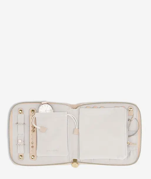 Blush Raffia Square Jewellery Roll 