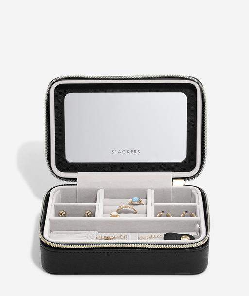 Black Raffia Luxury Travel Jewellery Box