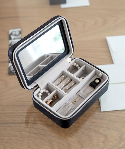 Black Raffia Luxury Travel Jewellery Box