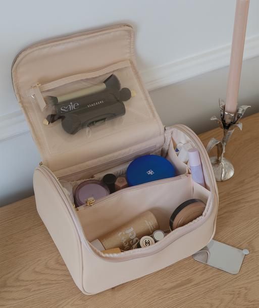 Blush Raffia Large Cosmetic Case