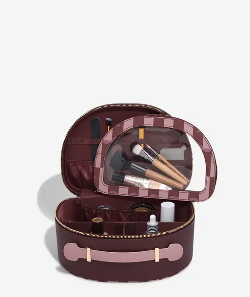 Burgundy Chequered Star Vanity Case