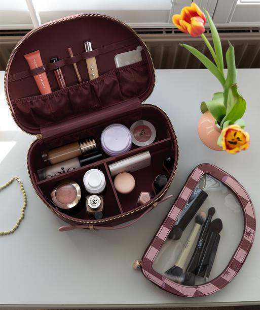 Burgundy Chequered Star Vanity Case