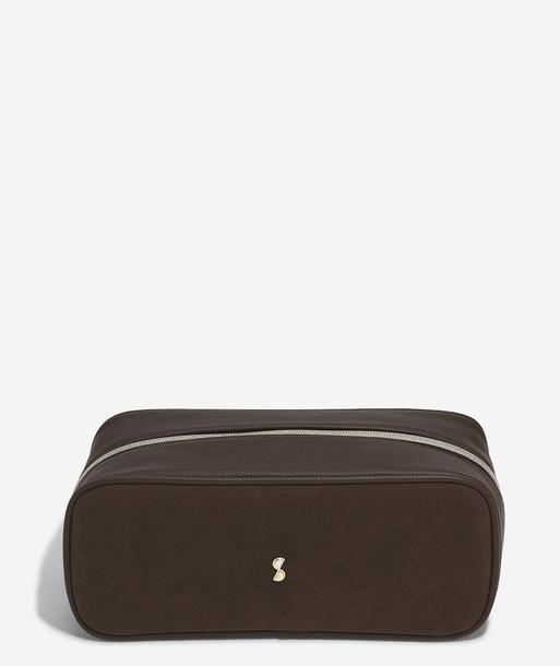 Brown Suedette Expanding Cosmetic Case
