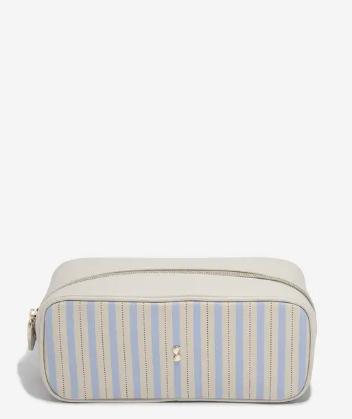 Oatmeal & Blue Expanding Cosmetic Bag