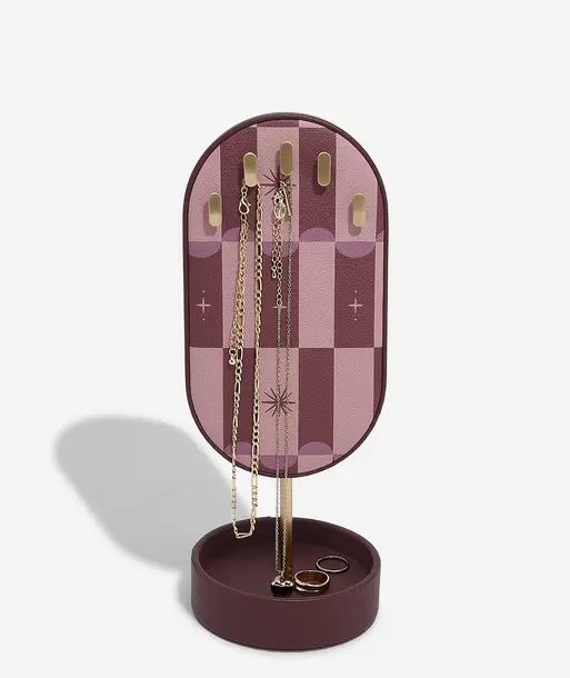 Burgundy Chequered Star Neckace Display Stand