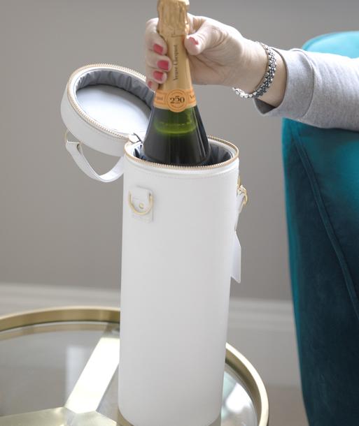 Pebble White Champagne Bottle Bag