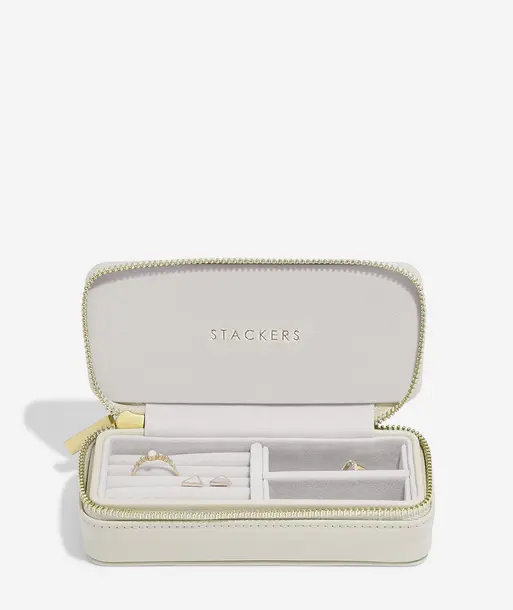 Oatmeal Medium Zipped Travel Jewellery Box