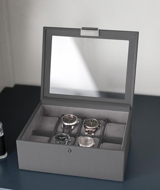 Pudełko na zegarki Stackers Pebble ośmiokomorowe ciemnoszare