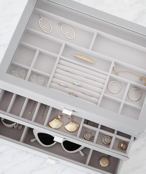 Pebble Grey Supersize Jewellery Box (with drawers)