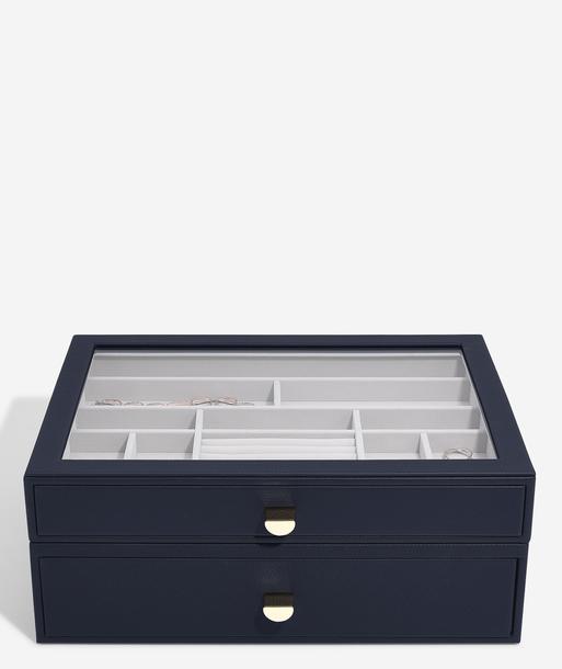 Navy Blue Supersize Display Jewellery Box Set of 2