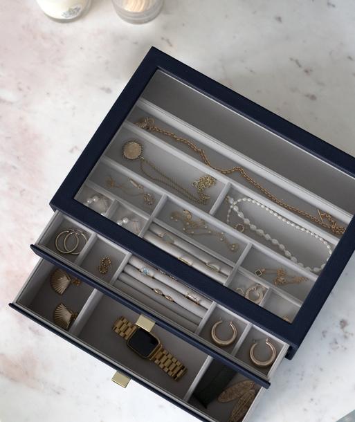 Navy Blue Supersize Display Jewellery Box Set of 2