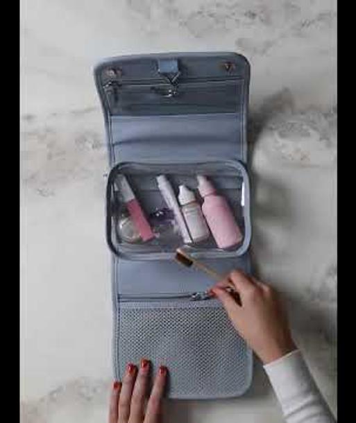 Dusky Blue Small Hanging Washbag