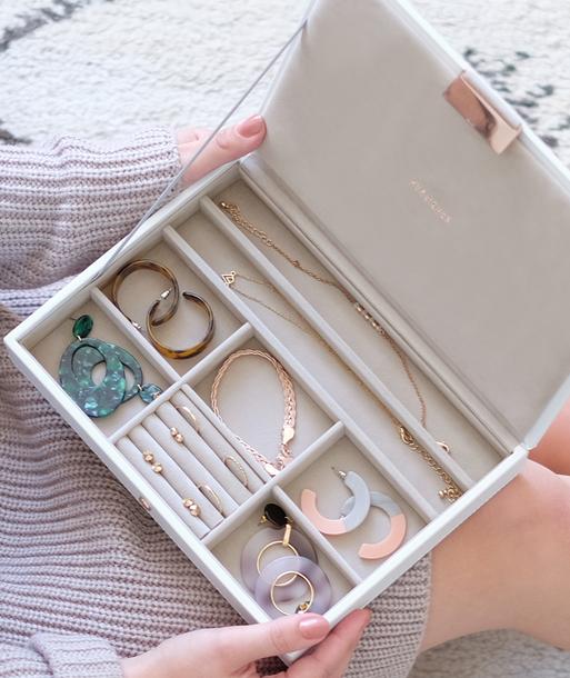 White & Rose Gold Classic Jewellery Box Lid
