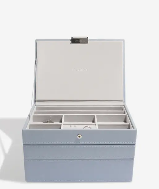 Dusky Blue Classic Jewellery Box Set of 3