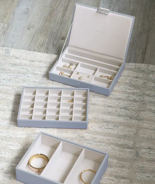 Dusky Blue Classic Jewellery Box Set of 3