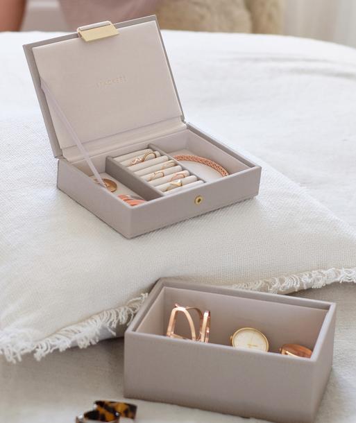 Taupe Mini Jewellery Box Set of 2