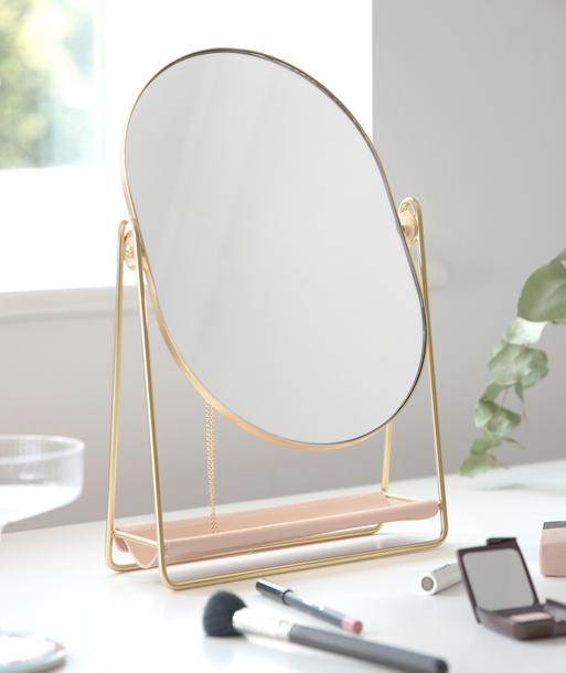 Blush & Gold Dressing Table Mirror & Jewellery Stand