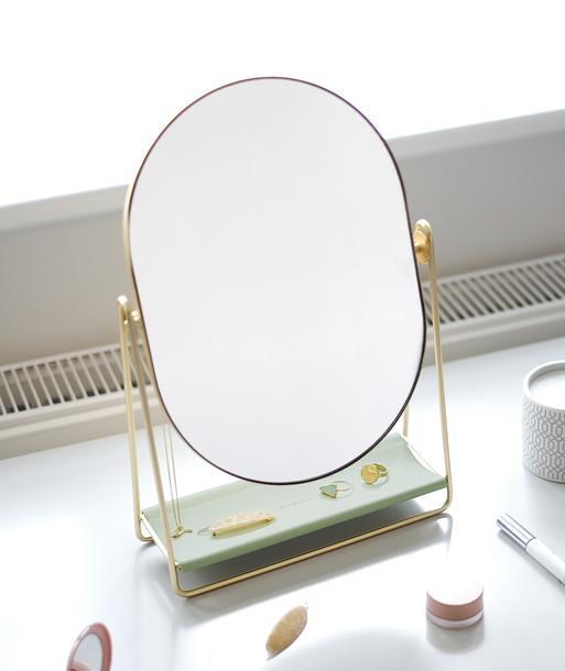 Sage Green & Gold Dressing Table Mirror & Jewellery Stand