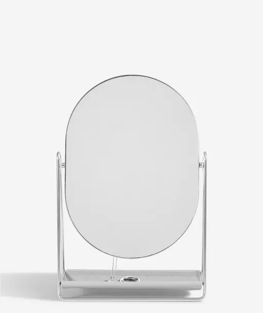 Pebble Grey & Chrome Dressing Table Mirror & Jewellery Stand