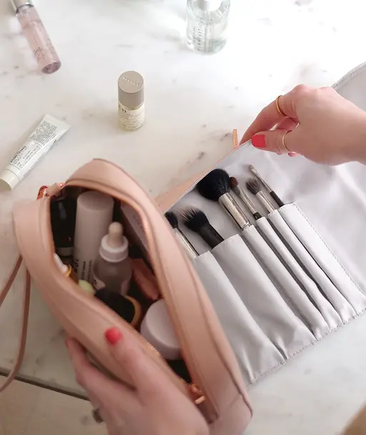 Blush Pink Wrap Around Makeup Bag