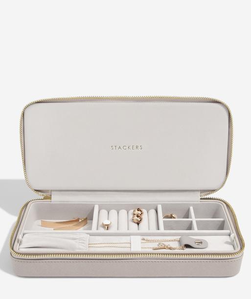 Taupe Sleek Necklace Zipped Jewellery Box