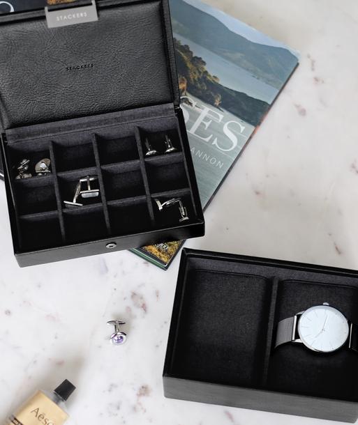 Black Mini Watch & Cufflink Box
