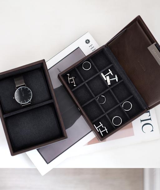 Brown Mini Watch & Cufflink Box