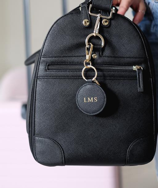 Personalised Black Round Keyring