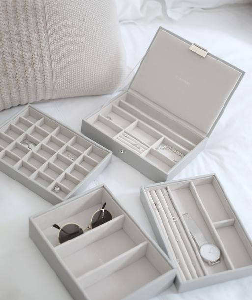 Pebble Grey Classic Jewellery Box Set of 4