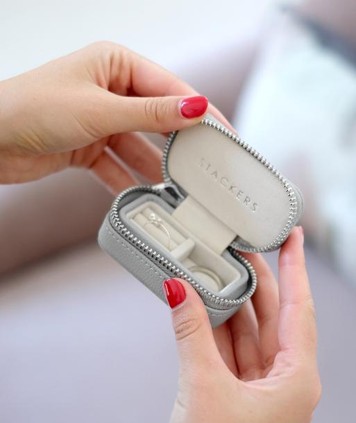 Pebble Grey Petite Zipped Jewellery Box