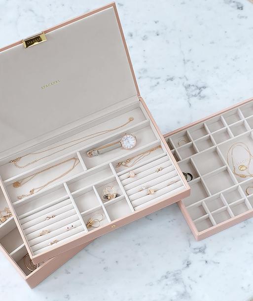 Blush Pink & Champagne Gold Supersize Jewellery Box Set of 3