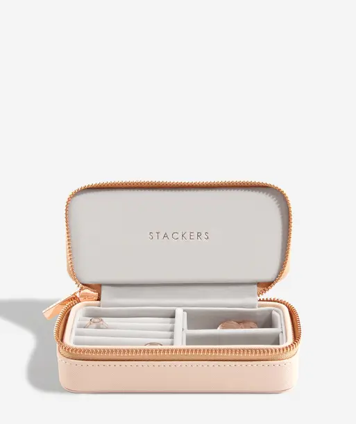 Blush Pink Medium Zipped Travel Jewellery Box