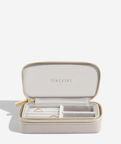 Taupe Medium Zipped Travel Jewellery Box