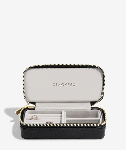 Black Medium Zipped Travel Jewellery Box