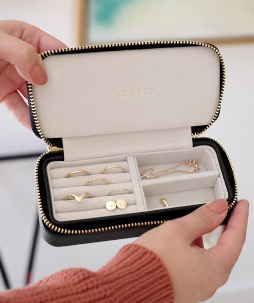 Black Medium Zipped Travel Jewellery Box