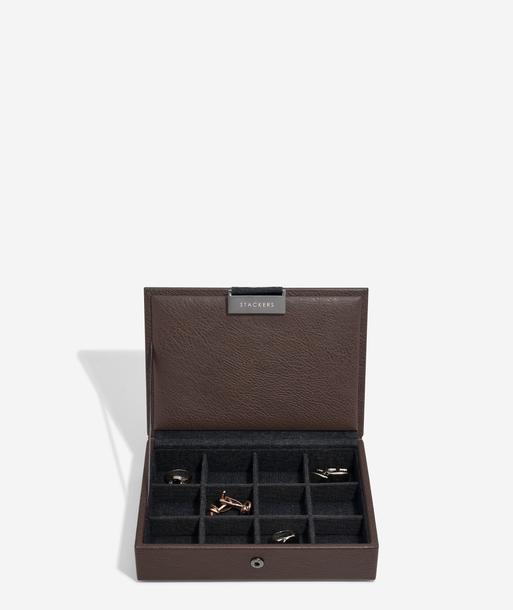 Brown Lidded Mini Cufflink Box