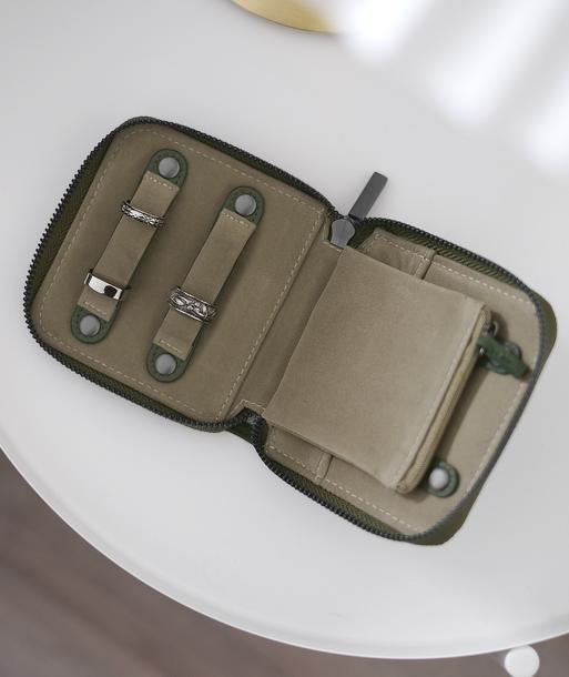 Olive Green Compact Jewellery Roll