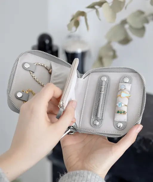 Pebble Grey Compact Jewellery Roll