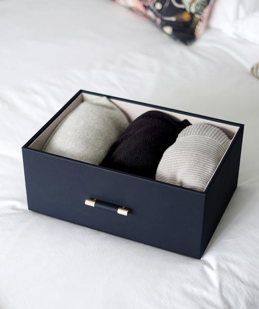Navy Pebble Storage Box with Handle