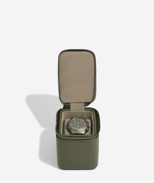 Olive Green Small Zipped Travel Watch Box