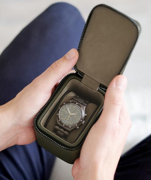 Olive Green Small Zipped Travel Watch Box