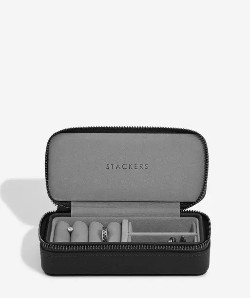 Black Medium Zipped Travel Jewellery Box - Men's