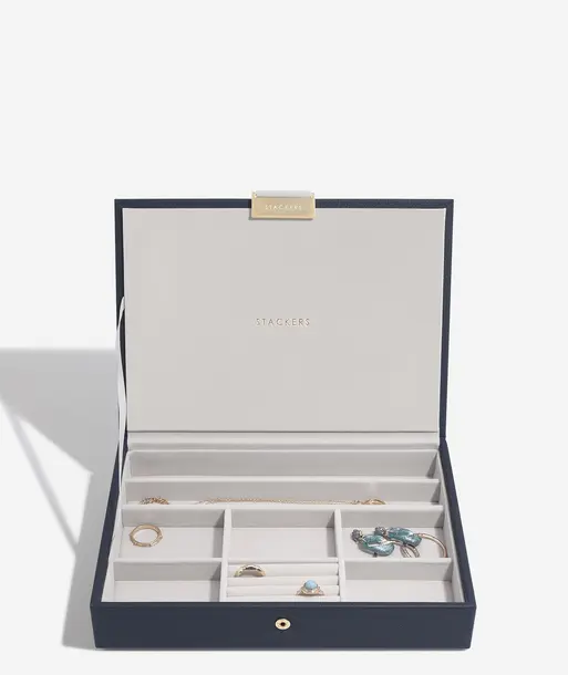 Navy Pebble Classic Jewellery Box Lid