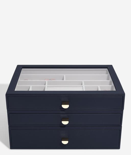 Navy Blue Supersize Display Jewellery Box Set of 3
