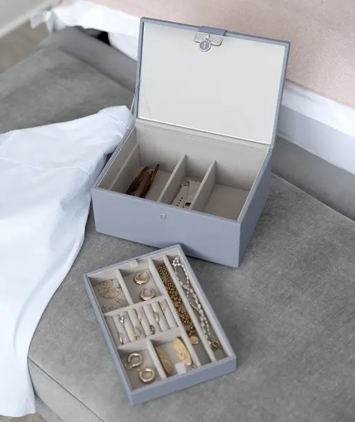 Dusky Blue Luxury Classic Jewellery Box