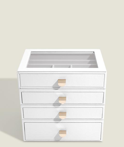 Pebble White Classic Display Jewellery Box Set of 4