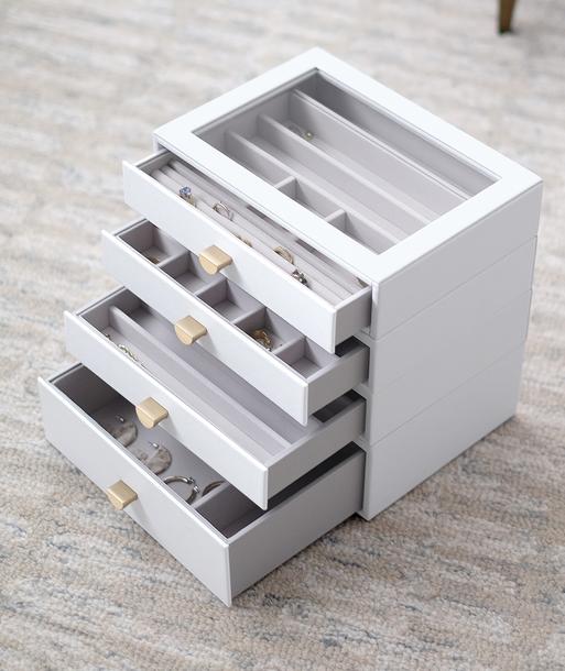 Pebble White Classic Display Jewellery Box Set of 4