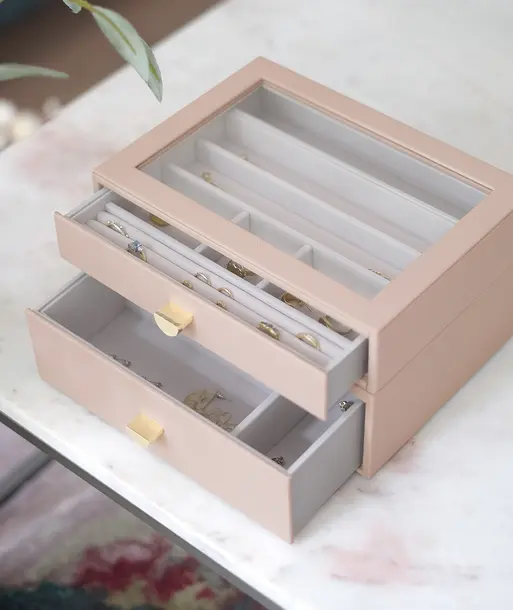 Blush Pink Classic Display Jewellery Box Set of 2