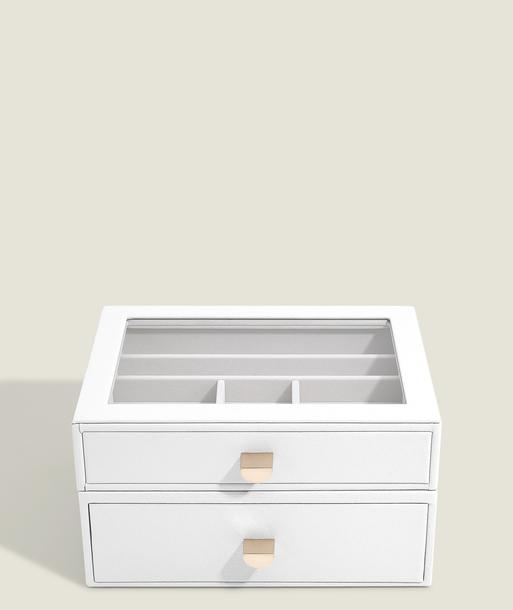 Pebble White Classic Display Jewellery Box Set of 2